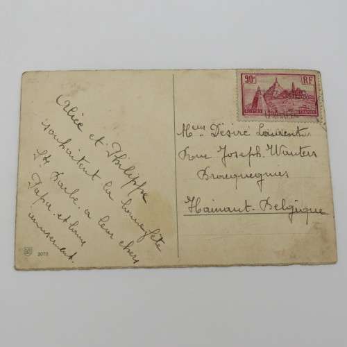 Bonne Fete postcard sent from France to Belgium - Happy day