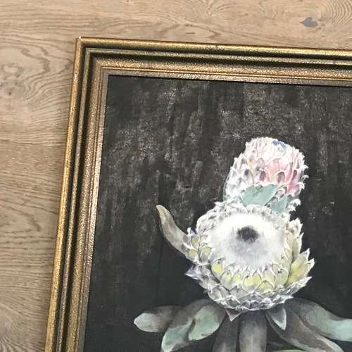 Eve Milne still life proteas oil painting - frame 55 x 74cm and painting 44,5 x 63cm