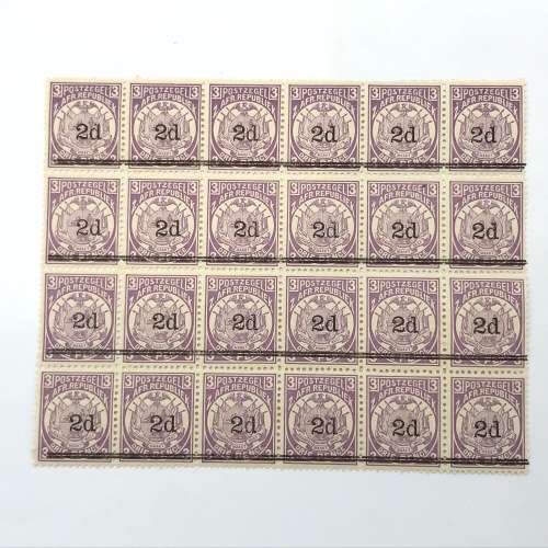 ZAR Transvaal SACC 199 block of 24 stamps unmounted mint - 2d on 3d