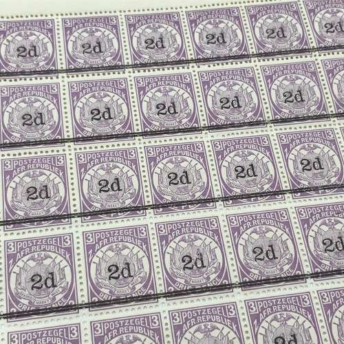 ZAR Postage overprint stamps - 50 x SACC 199 and 10 x SACC 198
