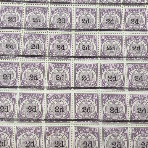 ZAR Postage overprint stamps - 50 x SACC 199 and 10 x SACC 198