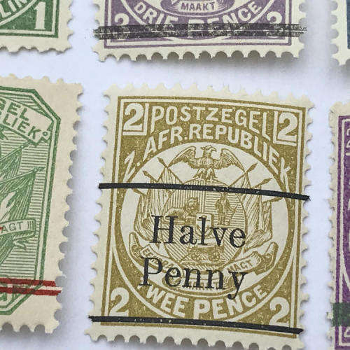 ZAR - 1880`s to 1890`s lot of 8 surcharged unmounted mint stamps