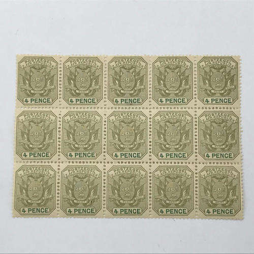 ZAR - SACC 228 block of 15 unmounted mint 4 Pence stamps