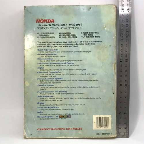 Clymer Honda XL/XR/TLR125-200 - 1979-1987 service manual