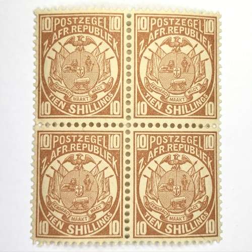 ZAR - SACC 189 unmounted mint block of 4 x 10 Shilling stamps