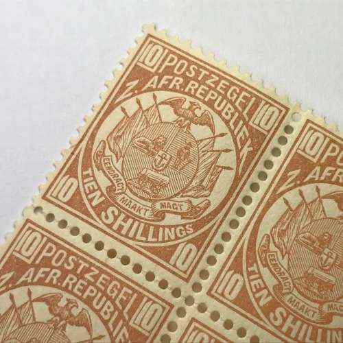 ZAR - SACC 189 unmounted mint block of 4 x 10 Shilling stamps
