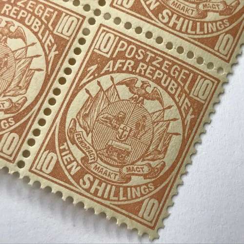 ZAR - SACC 189 unmounted mint block of 4 x 10 Shilling stamps