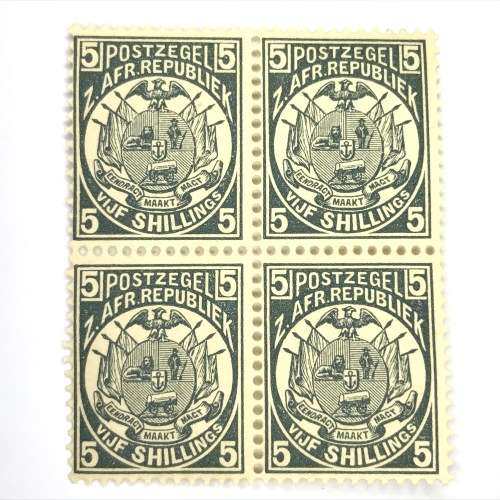 ZAR - SACC 188 unmounted mint block of 4 x 5 Shilling stamps