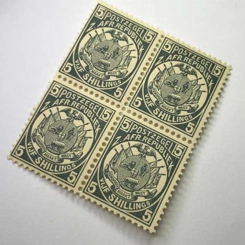 ZAR - SACC 188 unmounted mint block of 4 x 5 Shilling stamps