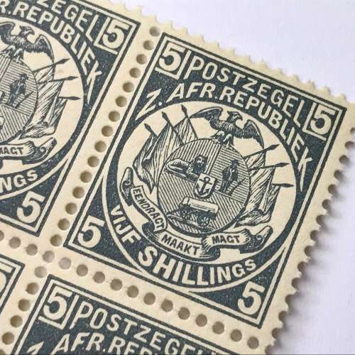 ZAR - SACC 188 unmounted mint block of 4 x 5 Shilling stamps