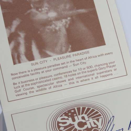 1980 Sun City Bophuthatswana stamp card signed by Gary Player