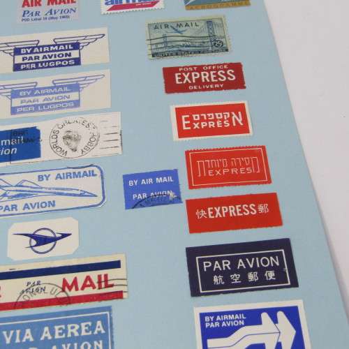 Lot of about 90 Airmail Tags and other items