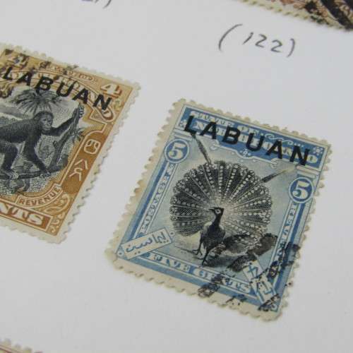 Lot of 19 Labuan Colony and North Borneo with Labuan overprint stamps - mint and used hinged
