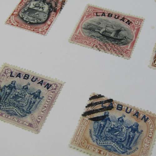 Lot of 19 Labuan Colony and North Borneo with Labuan overprint stamps - mint and used hinged