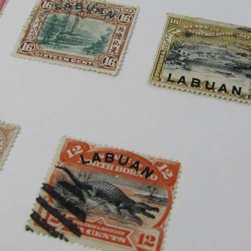 Lot of 19 Labuan Colony and North Borneo with Labuan overprint stamps - mint and used hinged