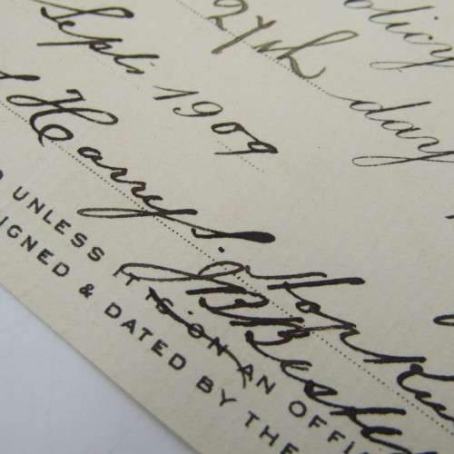 Receipt Norwick Union Life Insurance Society - premium of 11-0-6 paid on 3000 pound policy in 1909