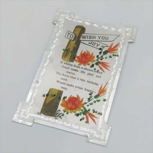 Antique metal Birthday card - rare and almost never seen