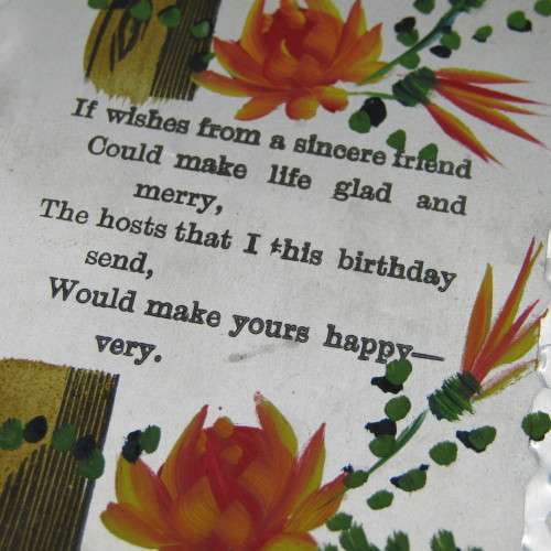 Antique metal Birthday card - rare and almost never seen