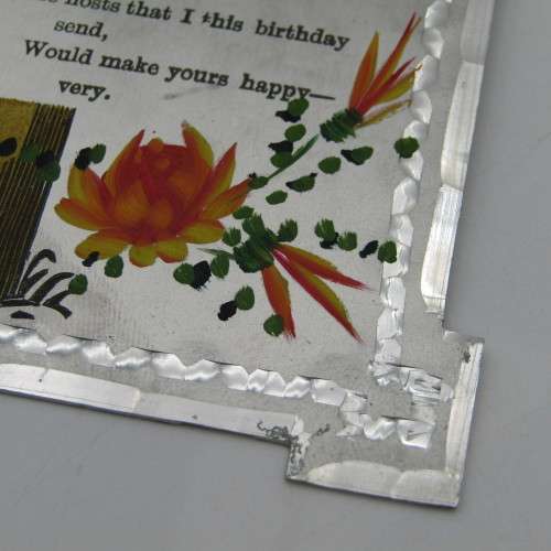 Antique metal Birthday card - rare and almost never seen