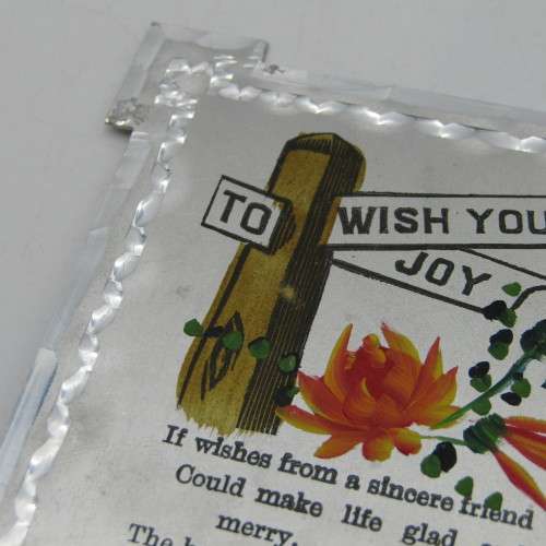 Antique metal Birthday card - rare and almost never seen