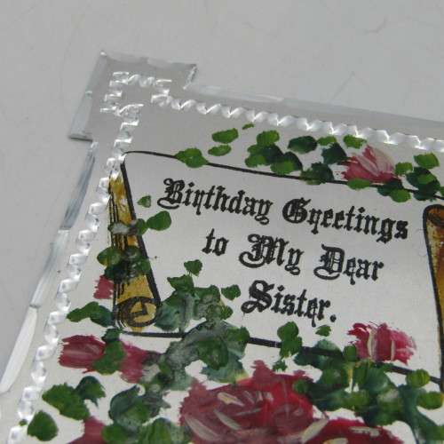 Antique metal Birthday card to a sister - rare and almost never seen