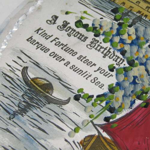 Antique metal Birthday card - odd shape - rare and almost never seen