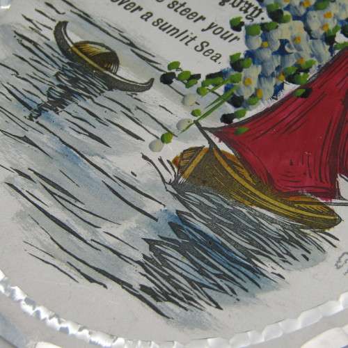 Antique metal Birthday card - odd shape - rare and almost never seen