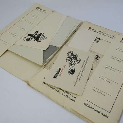 Antique German writing Case folder with cards, stickers, envelopes and more