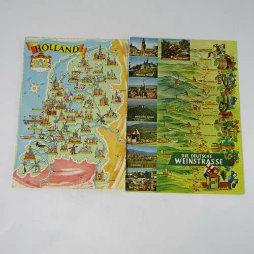 Lot of 10 vintage postcards with Maps - unused