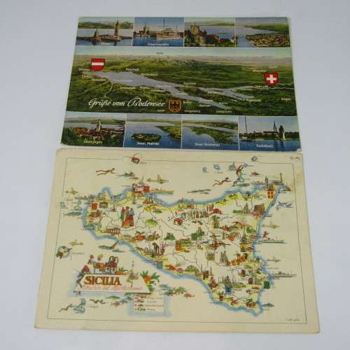 Lot of 10 vintage postcards with Maps - unused