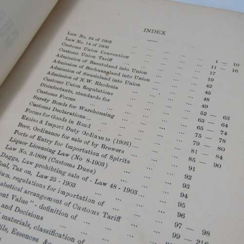 1907 Orange River Colony Customs handbook - over 200 pages
