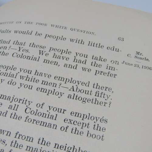 Cape of Good Hope Original report of the Select Committee on the Poor White question - 1906