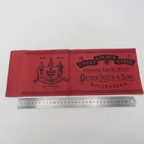 Antique Peter Leech and Son Finest Golden Syrup 4 LBS label