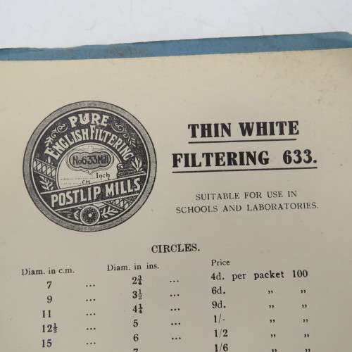 Antique Postlip Mill 633 English filtering papers advertising booklet