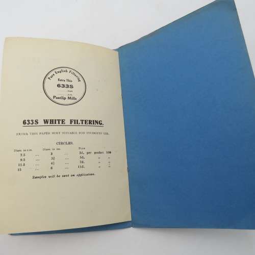 Antique Postlip Mill 633 English filtering papers advertising booklet