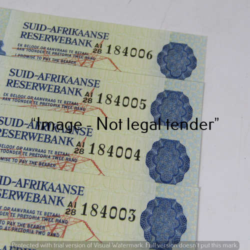 Lot of 5 x 1978 Fourth issue TW de Jongh R2 notes with concecutive numbers