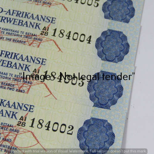 Lot of 5 x 1978 Fourth issue TW de Jongh R2 notes with concecutive numbers