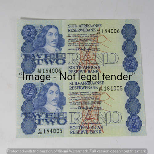 Lot of 5 x 1978 Fourth issue TW de Jongh R2 notes with concecutive numbers