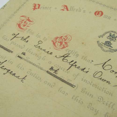 1895 Promotion certificate for TA Mundy to the rank Corporal and Sergeant