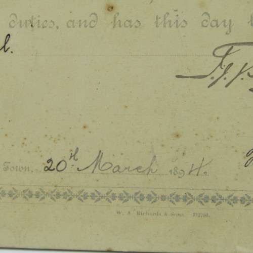 1895 Promotion certificate for TA Mundy to the rank Corporal and Sergeant