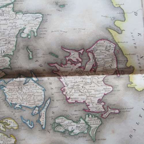 Original 1830`s map of Denmark - published by W. Lizars, Edinburgh - 47 x 57cm
