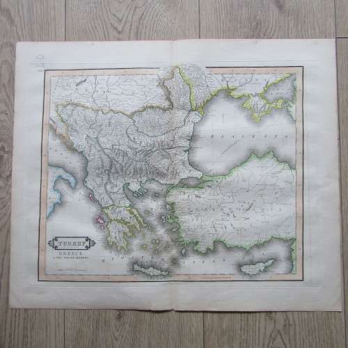 Original 1830`s map of Turkey in Europe - published by W.H. Lizars, Edinburgh - 57 x 47cm