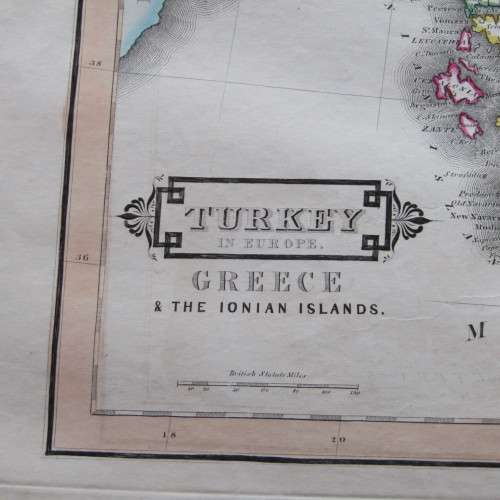 Original 1830`s map of Turkey in Europe - published by W.H. Lizars, Edinburgh - 57 x 47cm