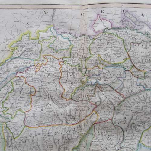 Original 1830`s map of Switzerland - published by W.H. Lizars, Edinburgh - 57 x 47cm
