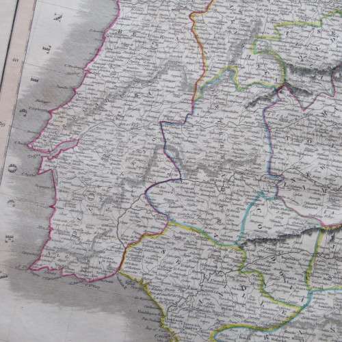 Original 1830`s map of Spain & Portugal - published by W.H. Lizars, Edinburgh - 57 x 47cm