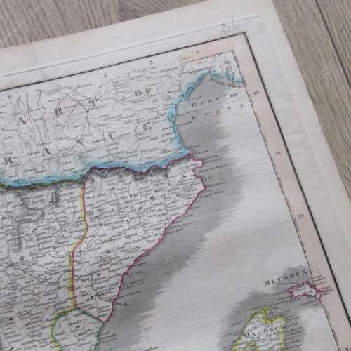 Original 1830`s map of Spain & Portugal - published by W.H. Lizars, Edinburgh - 57 x 47cm