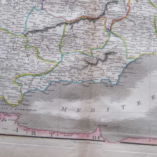 Original 1830`s map of Spain & Portugal - published by W.H. Lizars, Edinburgh - 57 x 47cm
