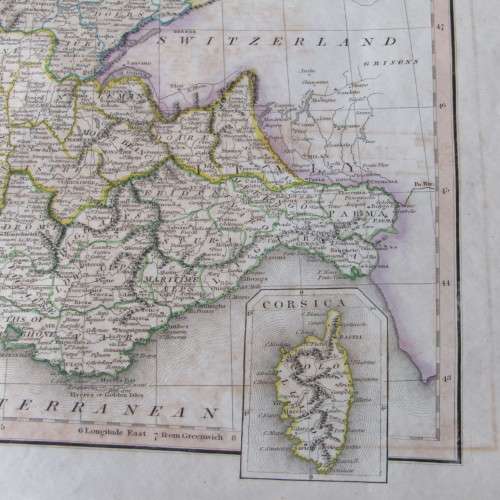 Original 1830`s map of France in departments - published by W.H. Lizars, Edinburgh - 57 x 47cm