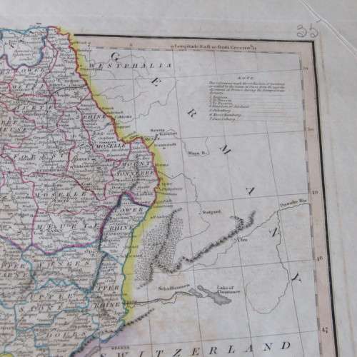 Original 1830`s map of France in departments - published by W.H. Lizars, Edinburgh - 57 x 47cm