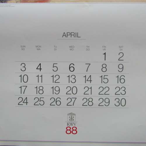 1998 KWV Pieter Hugo Naude artwork calendar